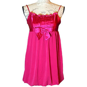 Preppy Jessica McClintock Gunne Sax Girls 12 Fuchsia Satin Balloon Social Dress